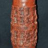 前哥伦比亚时期 玛雅风格 刻人物图腾纹 红陶筒瓶 Maya Polychrome Cacao Vase - Image 22