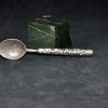欧洲 老银器 镶玛瑙錾花草纹 餐勺 羹匙