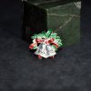镶红宝石双铃银胸针