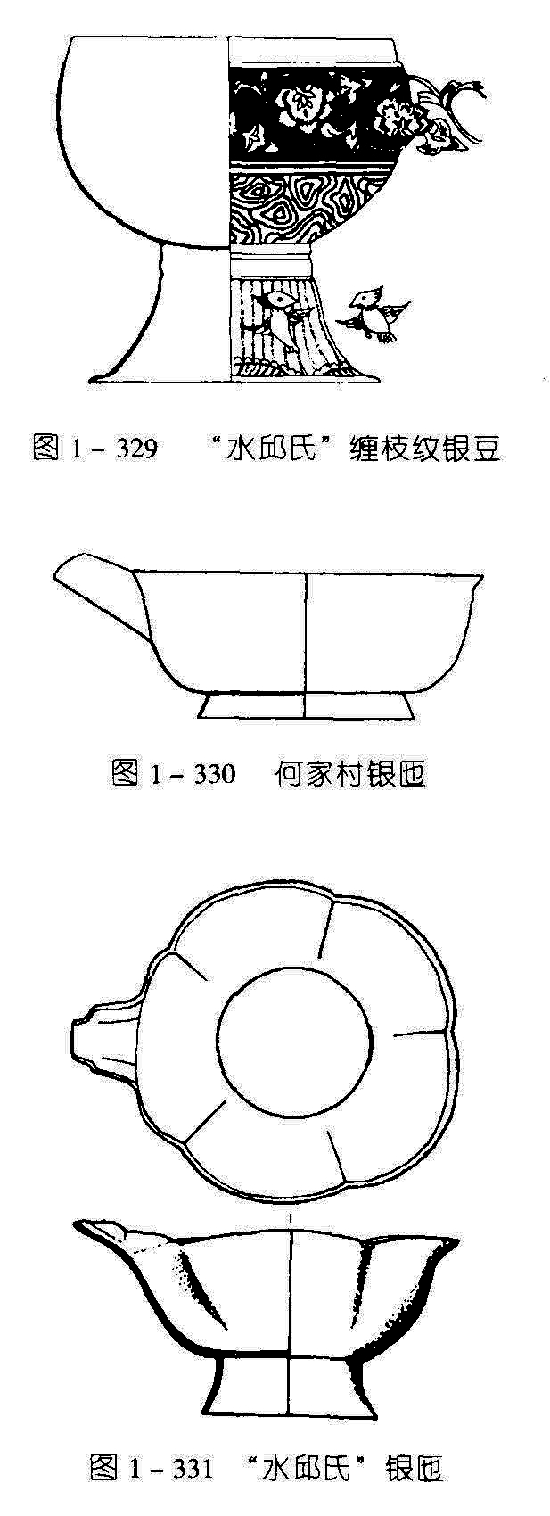 图1-330 何家村银匜 图1-331 “水邱氏”银匜