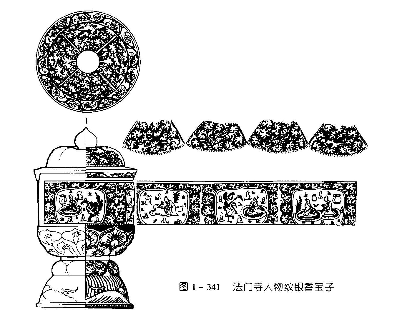 图1 - 341 法门寺人物纹银香宝子