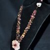 雕翡翠芙蓉花 宝石珠串项链