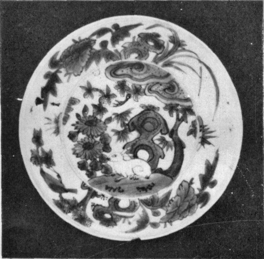 明万历青花兔纹盘