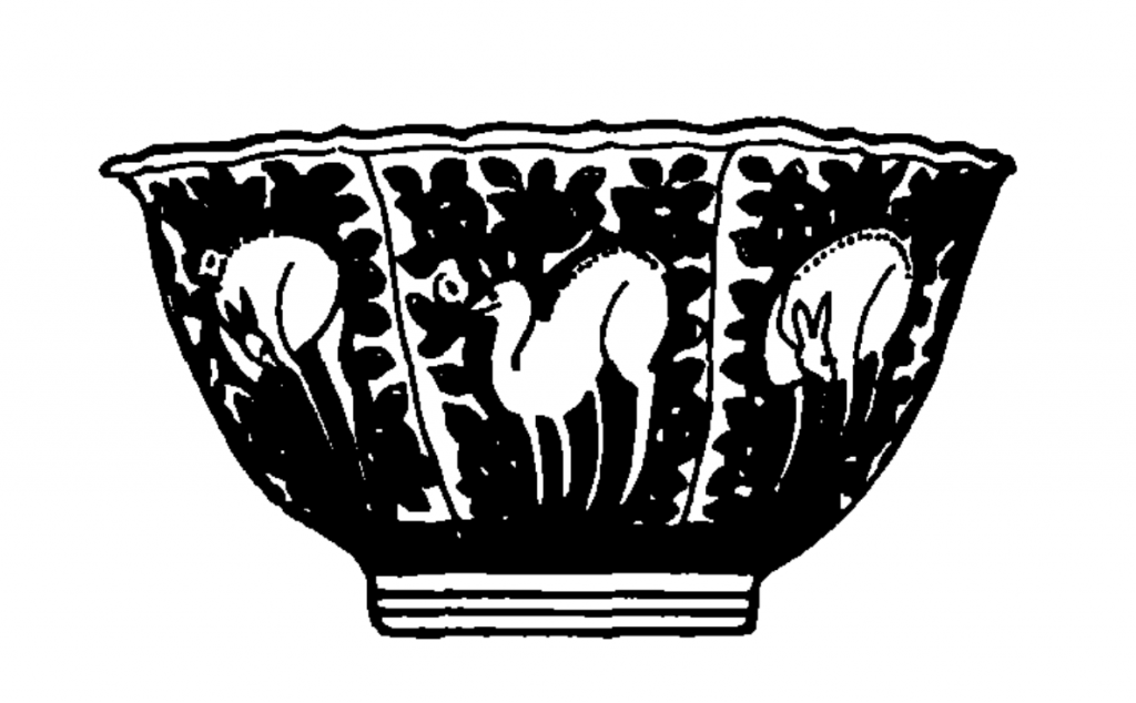 图四 青花鹿纹盌图式
